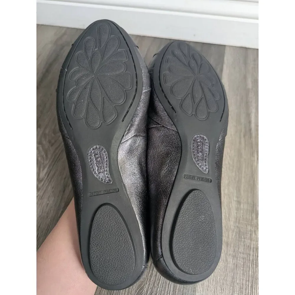 Born Adeline gunmetal silver metallic leather flats womens 9.5